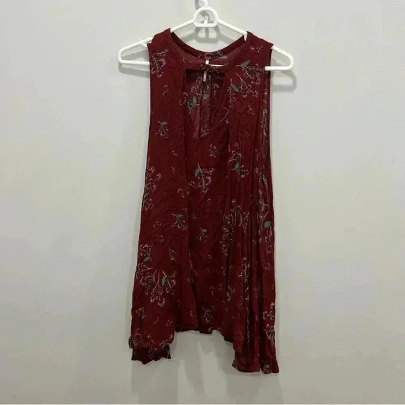 Free People Tree Swing Crimson Floral Sleeveless Tunic Top Size s - Picture 3 of 9